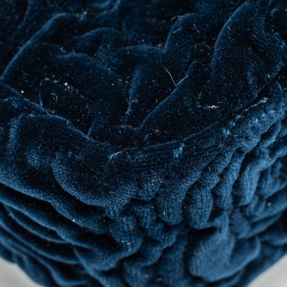 Chanel Camellia Embossed Mini Square Flap Bag Velvet Navy  (microchip)