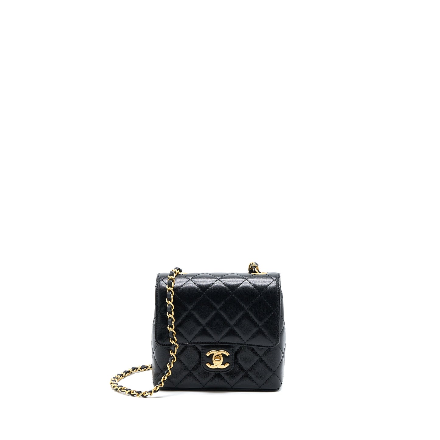 Chanel 22K Retro Classic New Square Mini Flap Bag Goatskin Black  (Microchip)