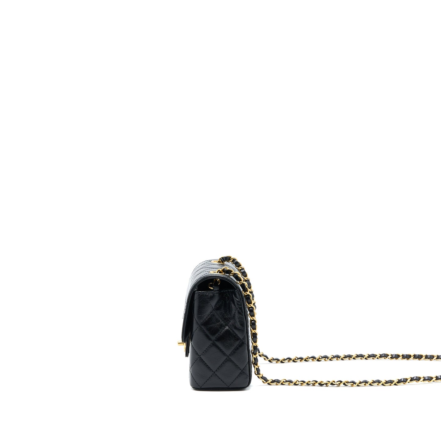 Chanel 22K Retro Classic New Square Mini Flap Bag Goatskin Black  (Microchip)