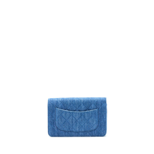 Chanel Denim Pearl Crush Wallet On Chain Denim Blue Brushed