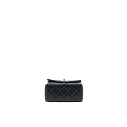 Chanel 22K Retro Classic New Square Mini Flap Bag Goatskin Black  (Microchip)