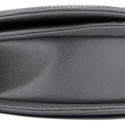 Chanel 22A Boy Messenger Bag Caviar Grey  (Microchip)