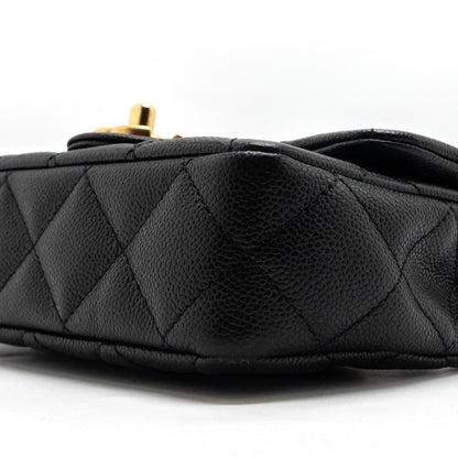 Chanel 23P mini Coco Love Flap Bag Caviar Black Brushed (Microchip)