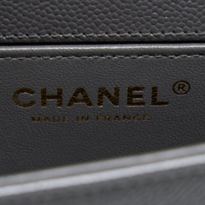 Chanel 22A Boy Messenger Bag Caviar Grey  (Microchip)