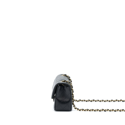 Chanel Mini Rectangular Lambskin Black L(Microchip)
