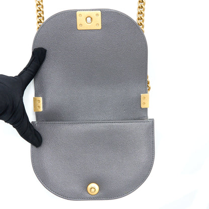 Chanel 22A Boy Messenger Bag Caviar Grey  (Microchip)