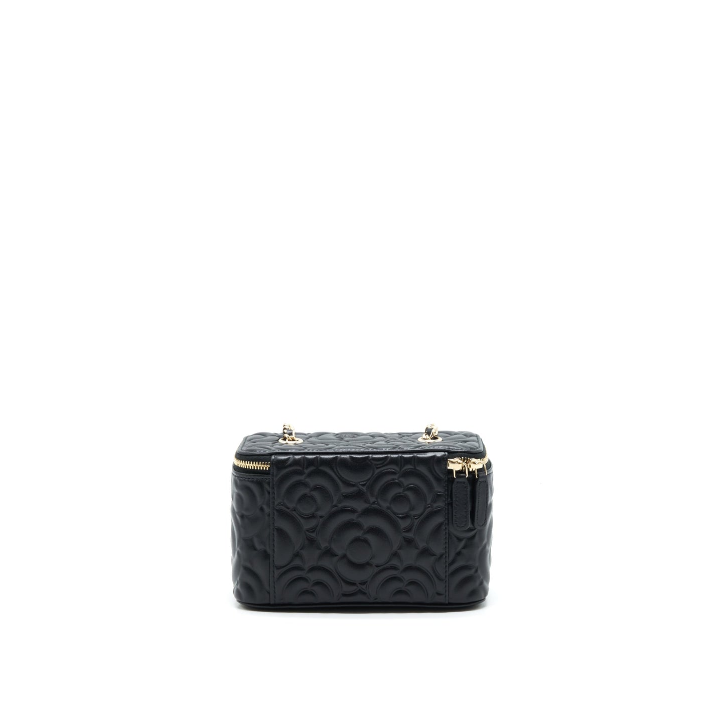 Chanel Camellia Long vanity with chains lambskin black L