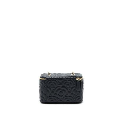 Chanel Camellia Long vanity with chains lambskin black L