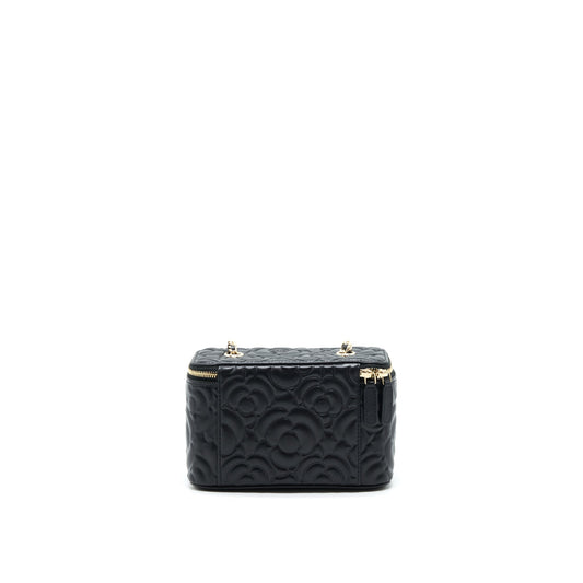 Chanel Camellia Long vanity with chains lambskin black L