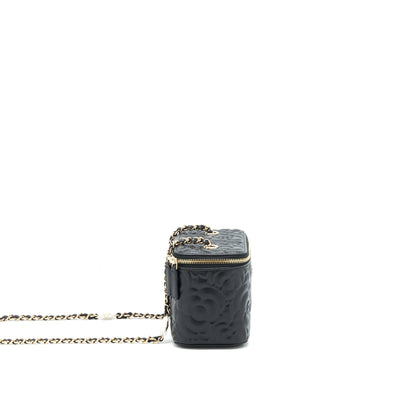 Chanel Camellia Long vanity with chains lambskin black L