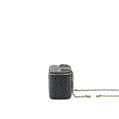 Chanel Camellia Long vanity with chains lambskin black L