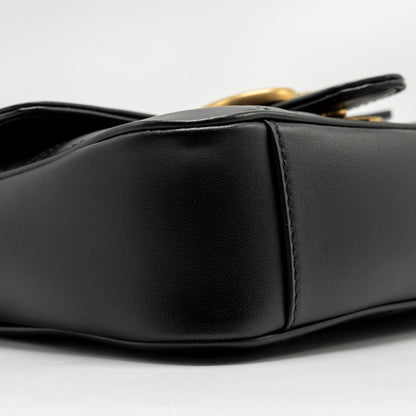 Gucci Mini GG Marmont Shoulder Bag Calfskin Black