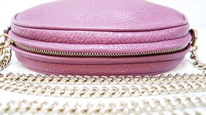 GUCCI Purple Leather Soho Disco Mini Chain Crossbody Bag