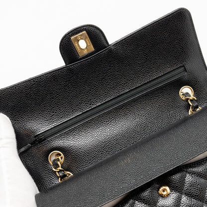 CHANEL Medium Classic Double Flap Bag Caviar Black  (Microchip)