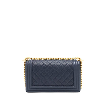 Chanel Medium Boy Grained Navy Calfskin Brushed