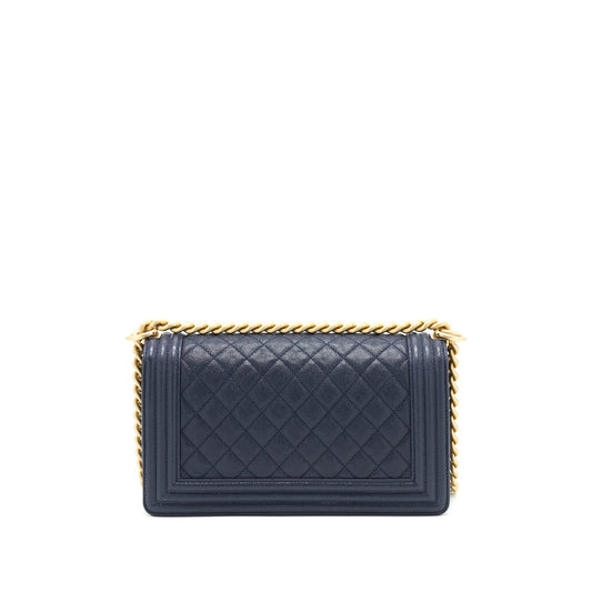Chanel Medium Boy Grained Navy Calfskin Brushed