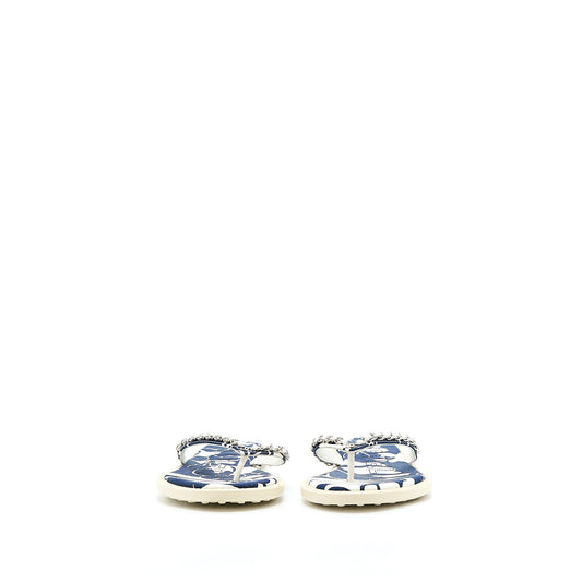 Chanel Size 40 Flip Flops with Chain Rubber/Canvas Multicolour