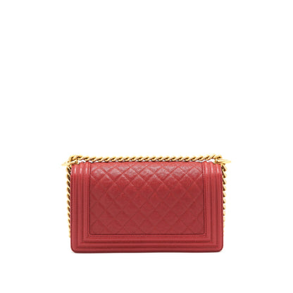 Chanel Medium Boy Grained Red Calfskin Brushed