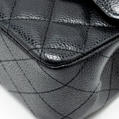 Chanel Medium Classic Double Flap Bag Caviar Black  (microchip)