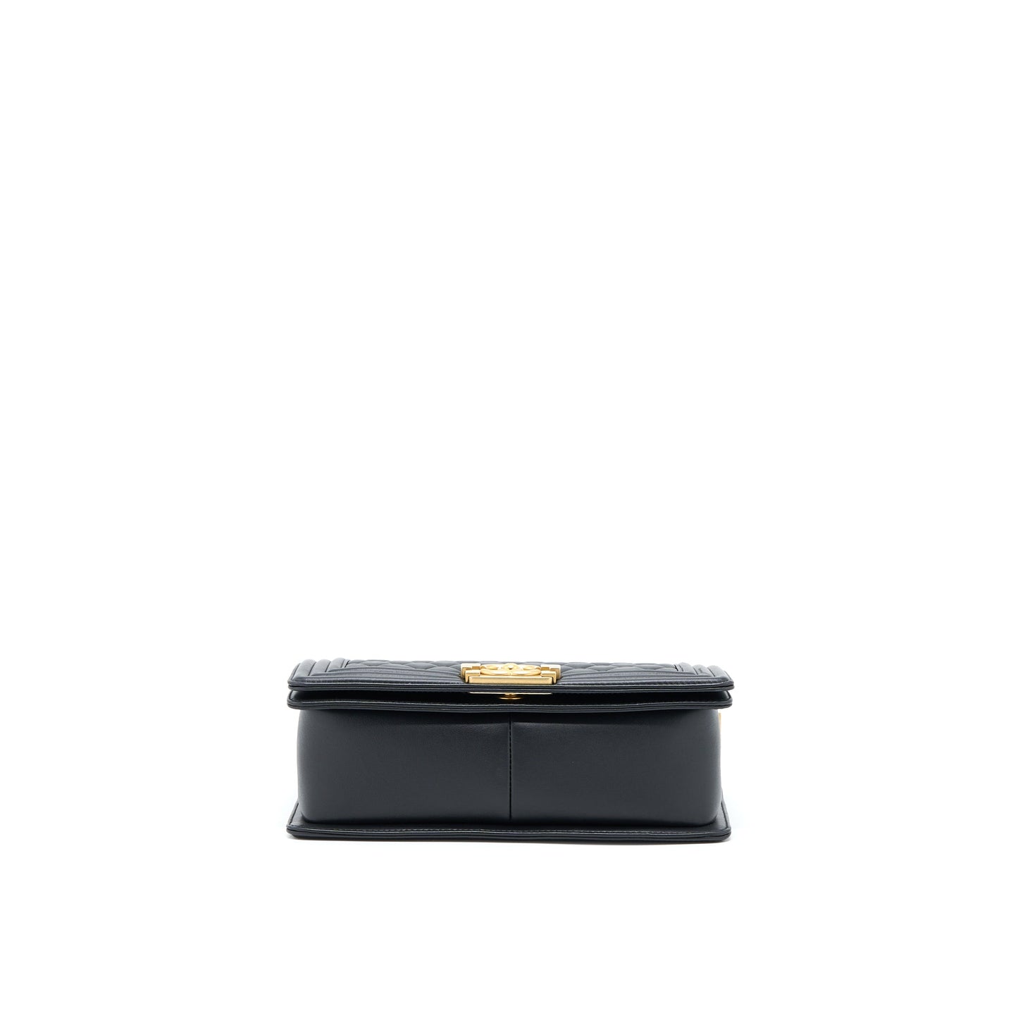 Chanel Medium Boy Bag Lambskin Black Brushed  (Microchip)
