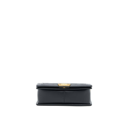 Chanel Medium Boy Bag Lambskin Black Brushed  (Microchip)