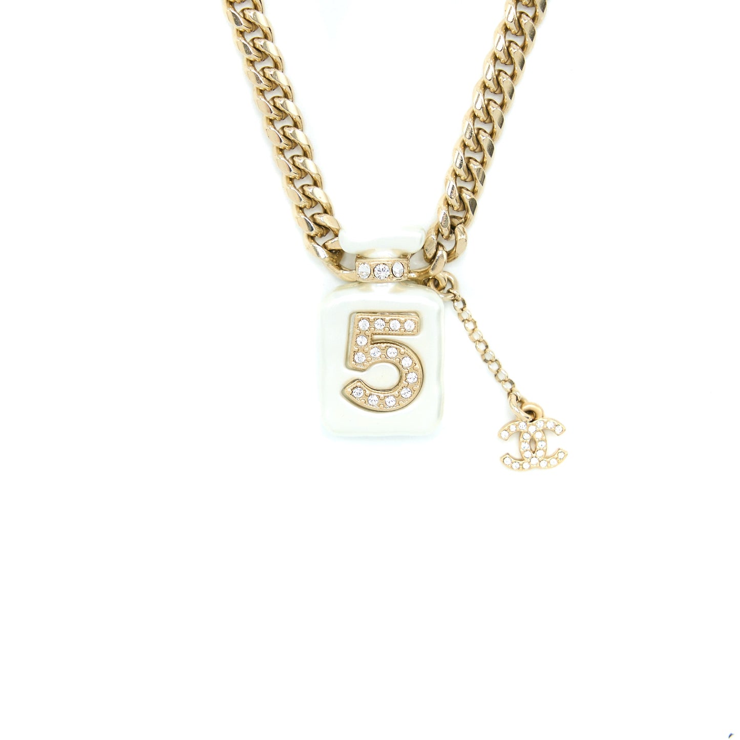 Chanel No.5 Perfume Bottle Choker/Necklace Crystal/Pearl L