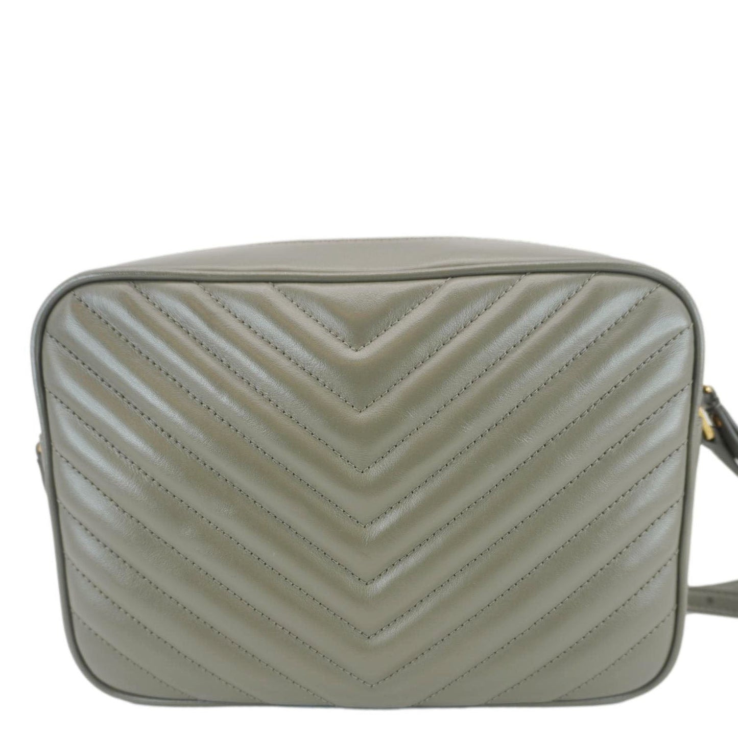 YVES SAINT LAURENT Lou Camera Monogram Leather Shoulder Bag Gray