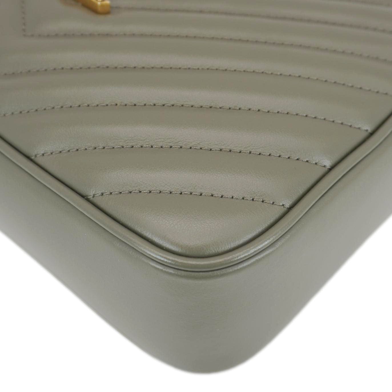 YVES SAINT LAURENT Lou Camera Monogram Leather Shoulder Bag Gray