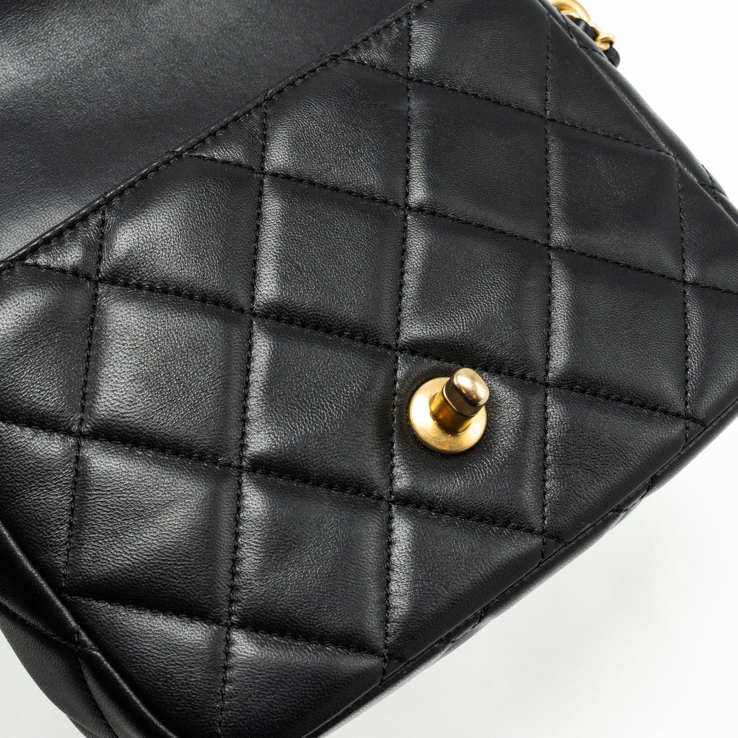 Chanel My Perfect Mini Flap Bag with Pearl Chain Lambskin Black  (Microchip)