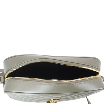 YVES SAINT LAURENT Lou Camera Monogram Leather Shoulder Bag Gray