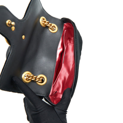 GUCCI VELVET MINI GG MARMONT BAG BLACK