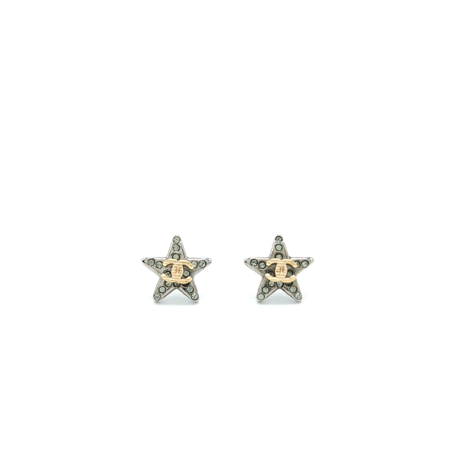 Chanel Crystal CC Star Earrings