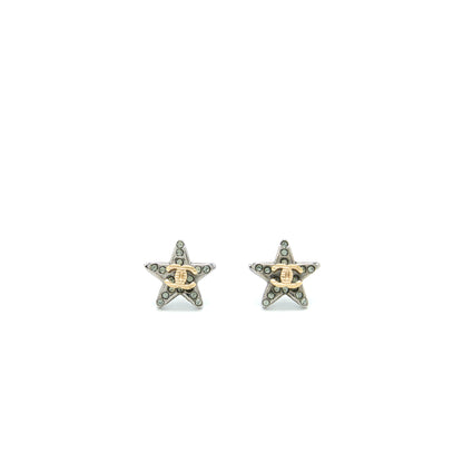 Chanel Crystal CC Star Earrings