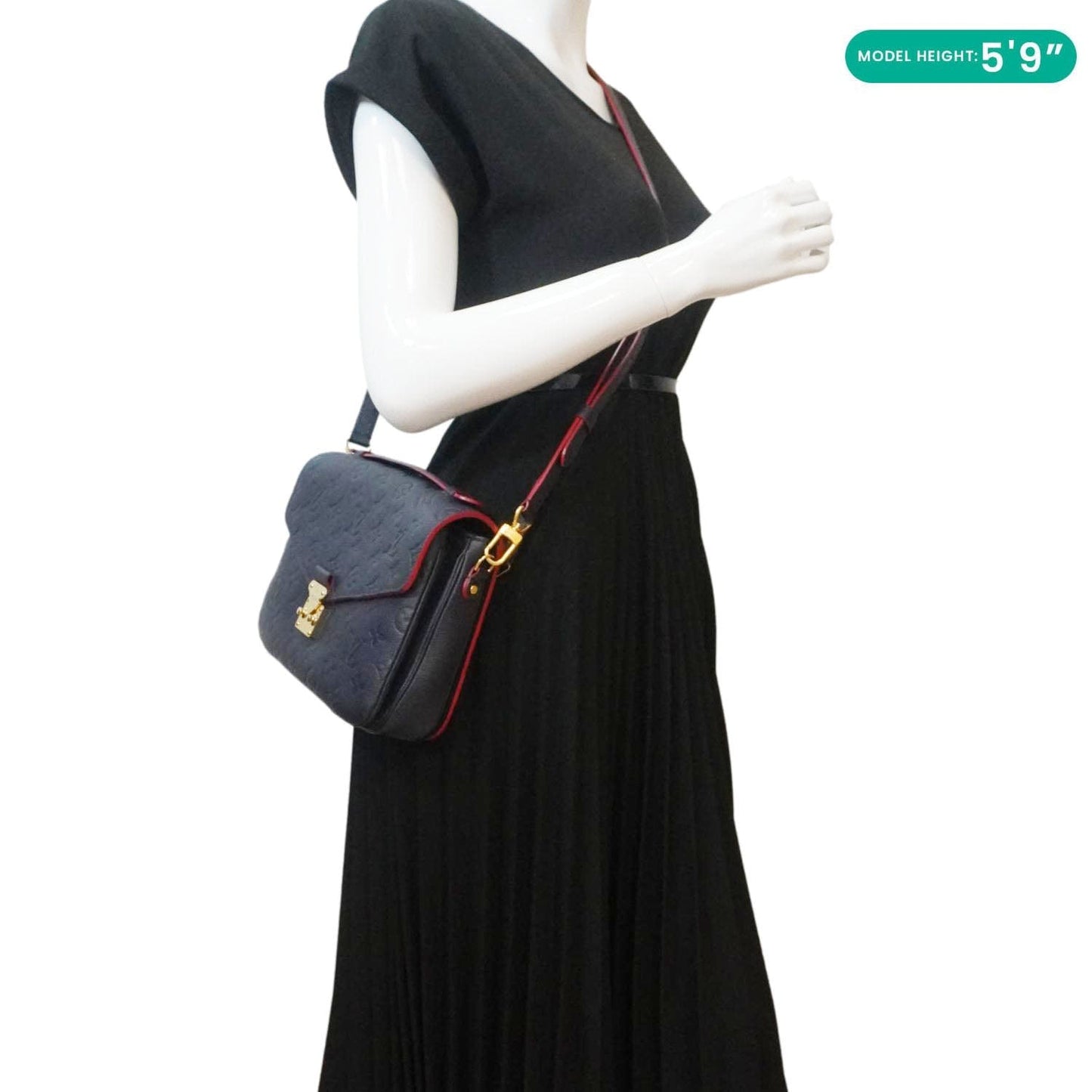 LOUIS VUITTON Metis Pochette Empreinte Leather Crossbody Bag Navy Blue