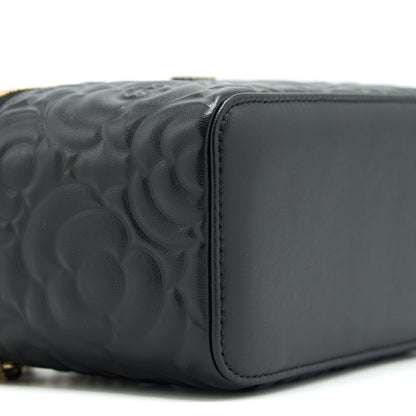Chanel Camellia Long vanity with chains lambskin black L