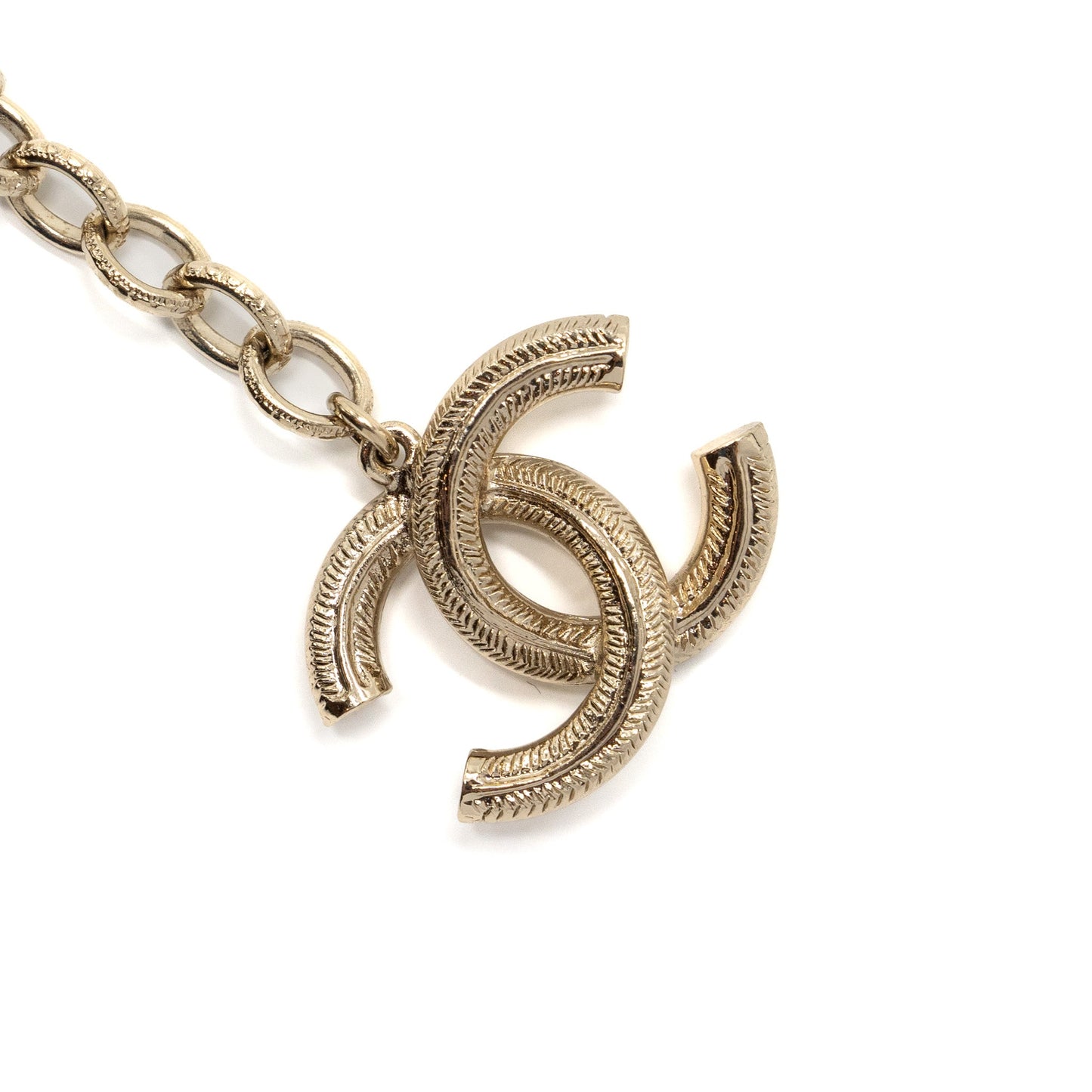 Chanel twist bracelet leather black with light gold tone