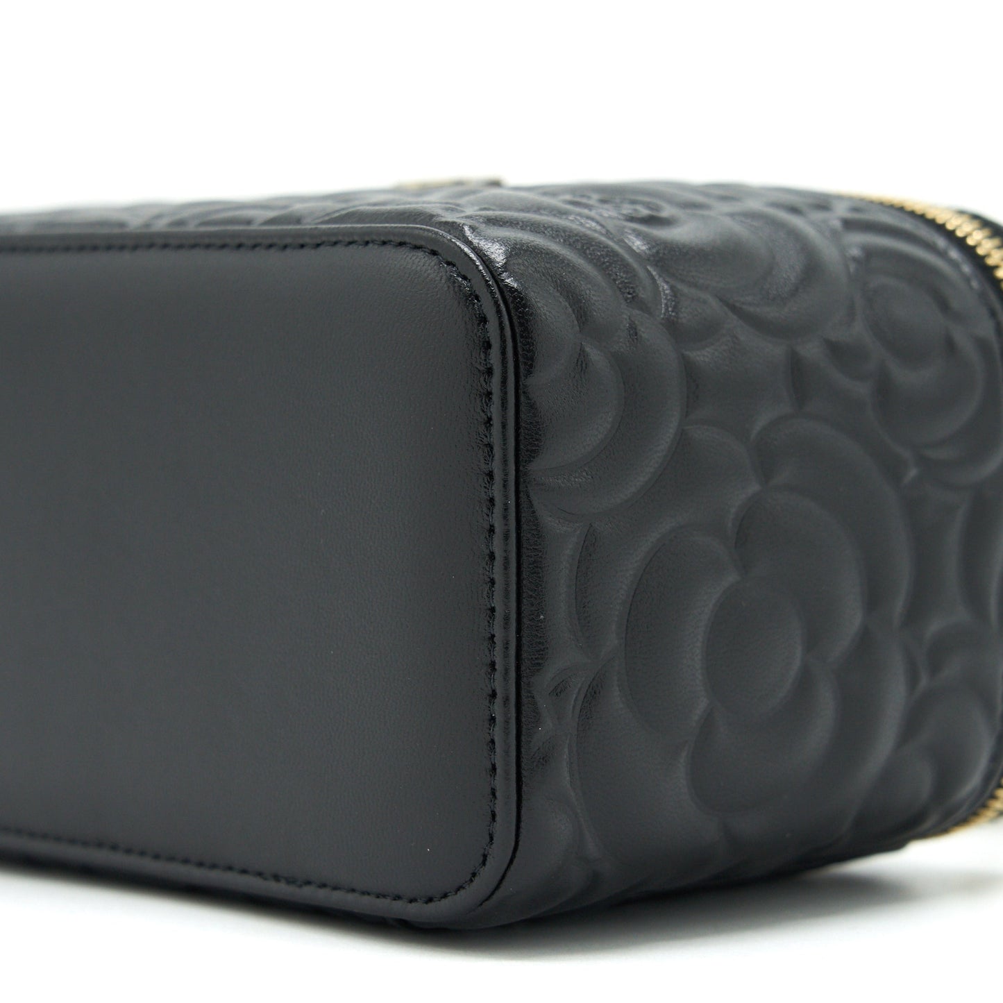 Chanel Camellia Long vanity with chains lambskin black L