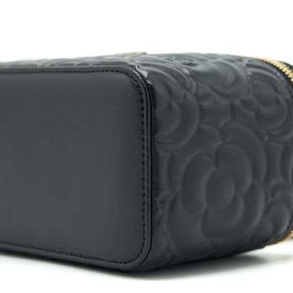 Chanel Camellia Long vanity with chains lambskin black L