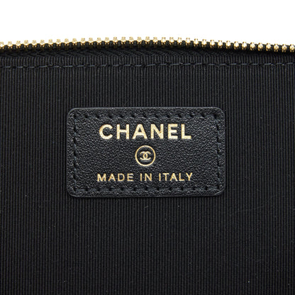 Chanel Camellia Long vanity with chains lambskin black L