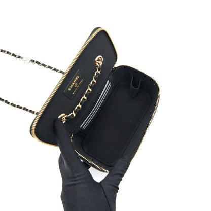 Chanel Camellia Long vanity with chains lambskin black L