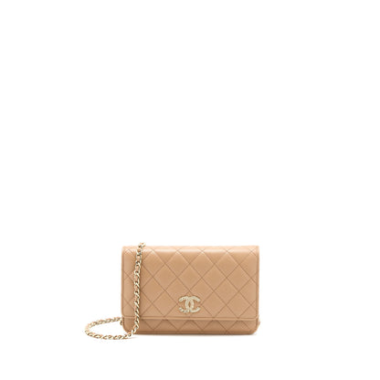 Chanel 22K Wallet On Chain Caviar Dark Beige L (Microchip)