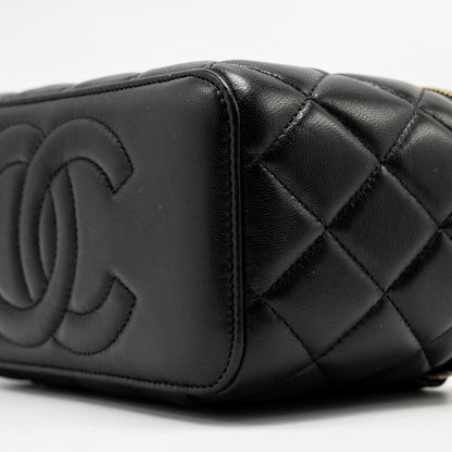 Chanel Pearl Crush Long Vanity Case Lambskin Black  (Microchip)