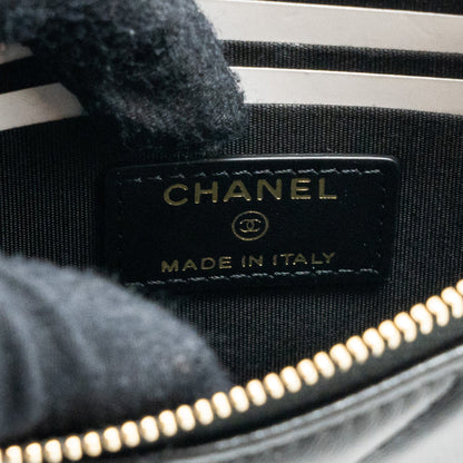 CHANEL LONG ZIP CARD HOLDER wallet Lambskin BLACK L
