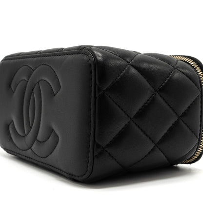 Chanel Long Vanity With Chain Lambskin Black L (Microchip)