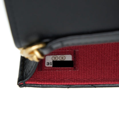 Chanel 22P Vertical Mini Flap Bag Lambskin Black With Enamel Buckle Brushed