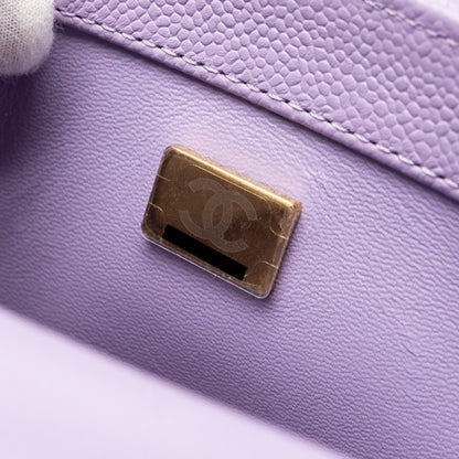 Chanel 24p Coco Love Mini Flap Bag Adjustable Chains Caviar Light Purple  (Microchip)