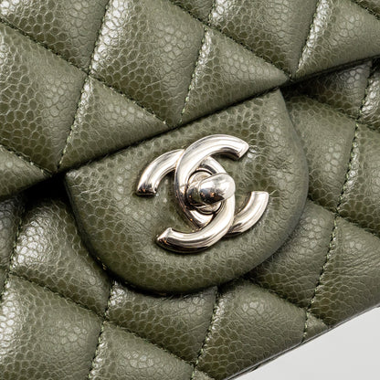 Chanel Medium Classic Double Flap Bag Caviar Olive Green