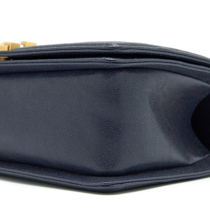 Chanel Medium Boy Grained Navy Calfskin Brushed