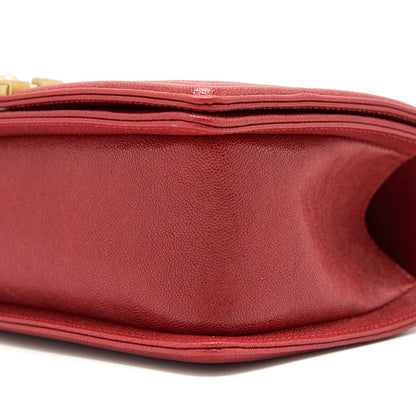 Chanel Medium Boy Grained Red Calfskin Brushed