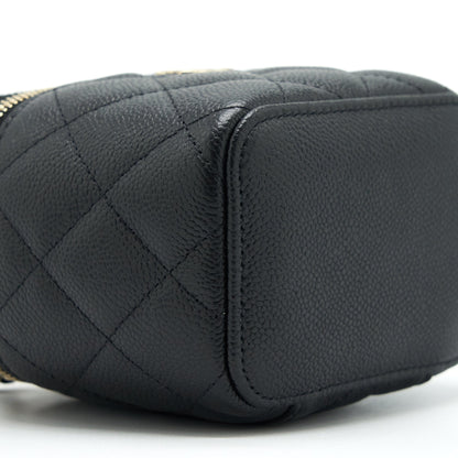Chanel 22S Detailed Logo Mini Vanity With Chain Caviar Black L